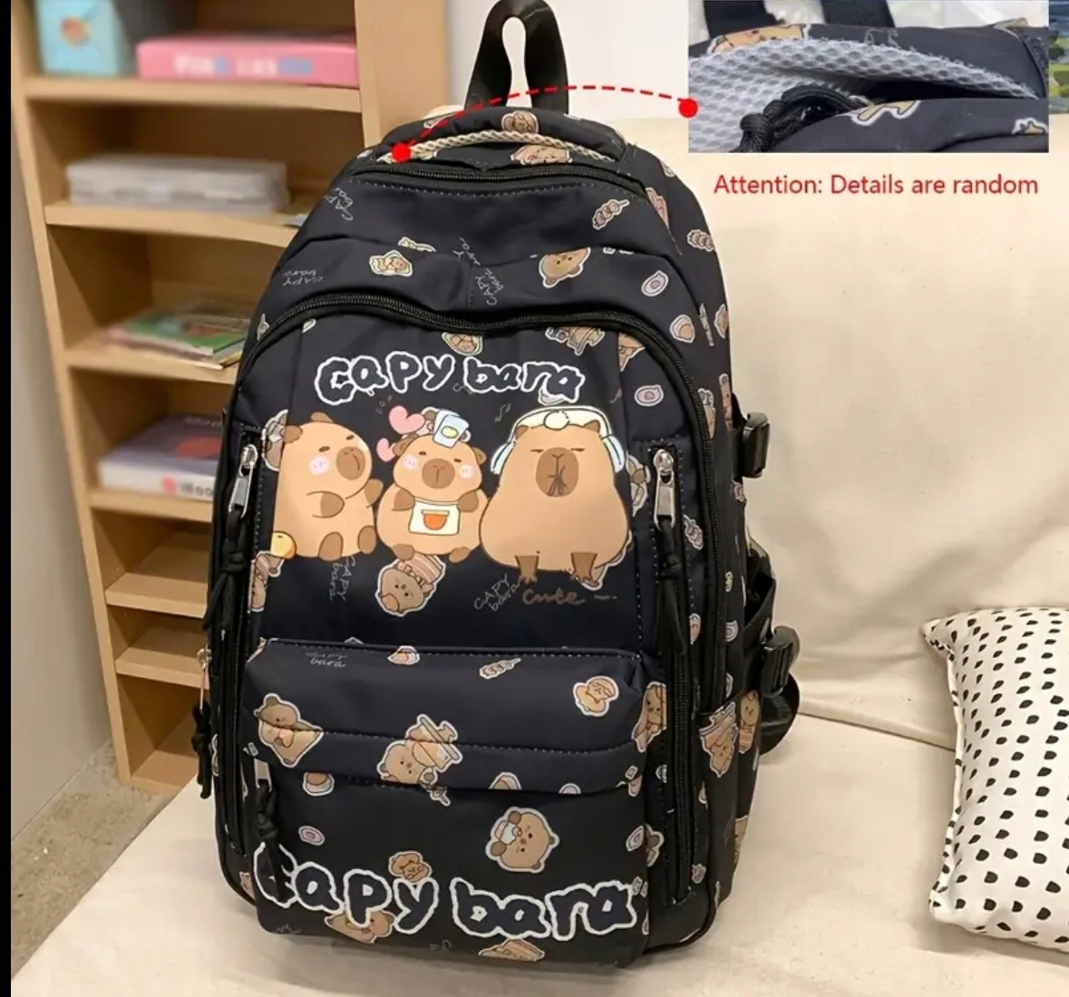 Školský batoh s motívom kapibary, vhodný pre formát A4